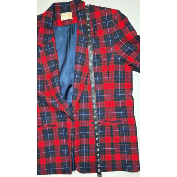 Vintage Pendleton Wool Blazer Womens 16 Red Tartan Plaid USA Made Preppy Holiday - Picture 13 of 16